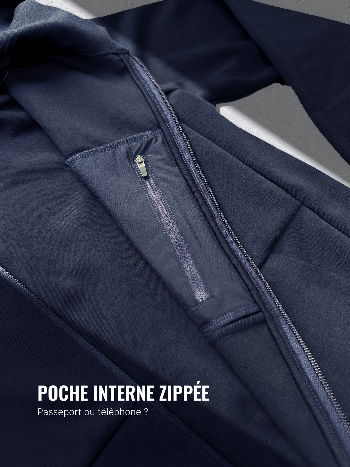 360 MERINO HOODIE Bleu chic  