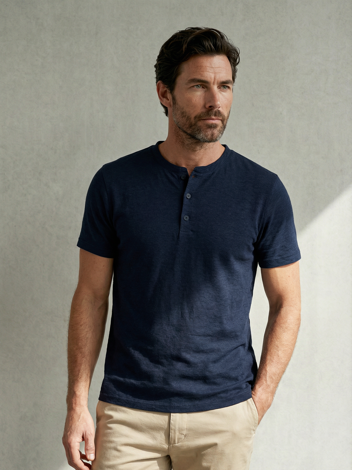 DRY HEMP HENLEY bleu chic 