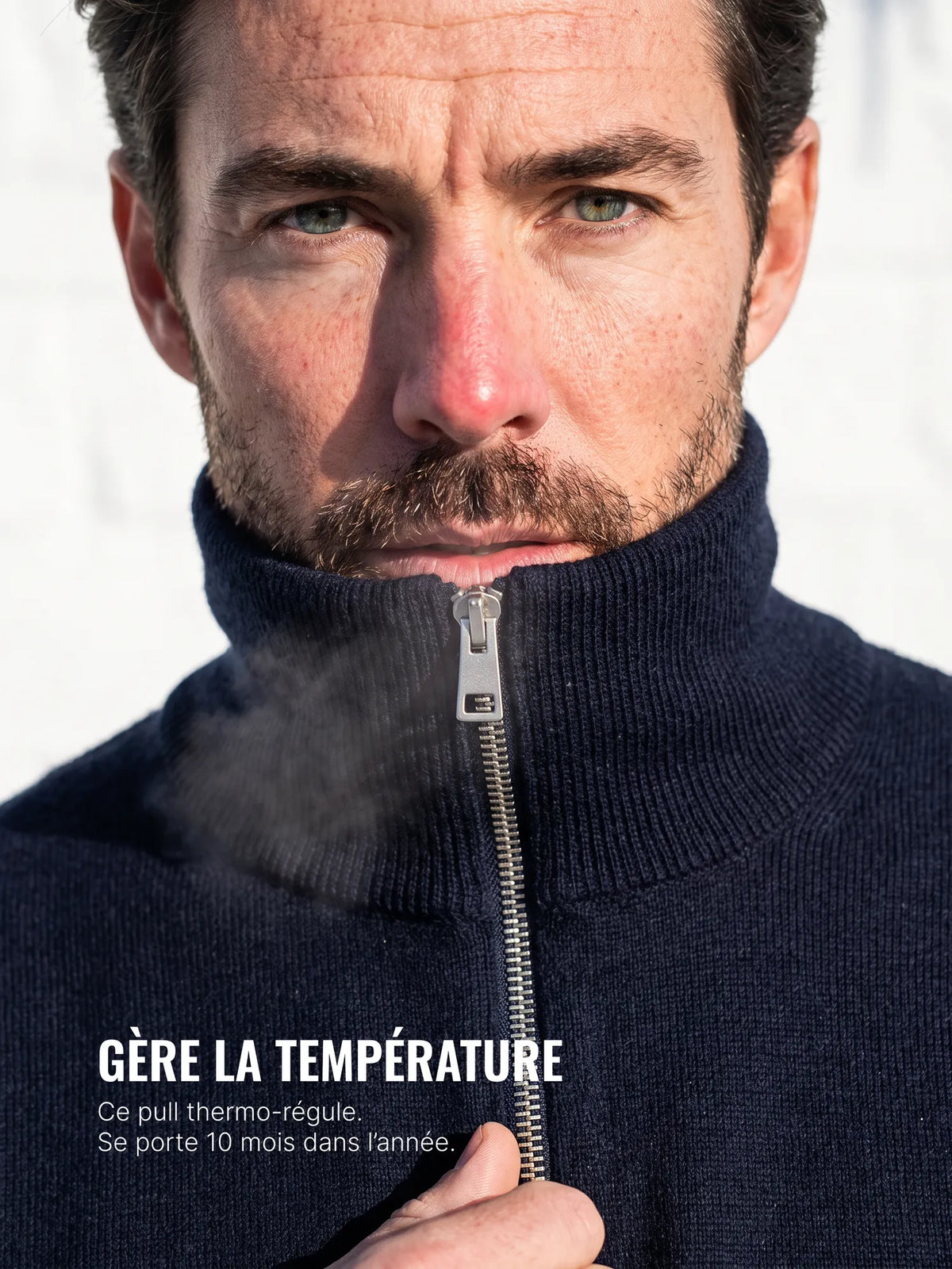 MILANO MERINO ZIP PULLOVER Bleu chic 