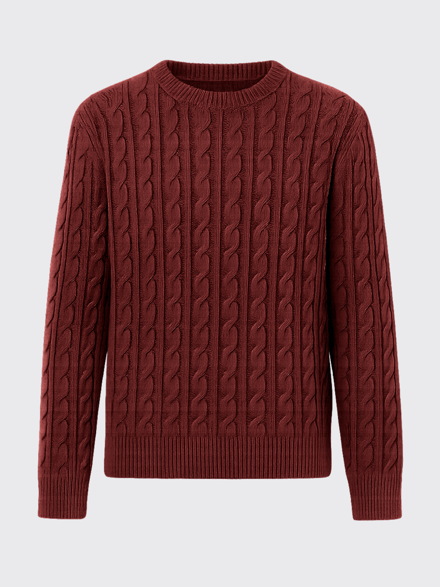 LAMBSWOOL CABLE PULLOVER Bordeaux 