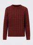 LAMBSWOOL CABLE PULLOVER Bordeaux 