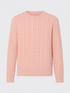 LAMBSWOOL CABLE PULLOVER Rose 