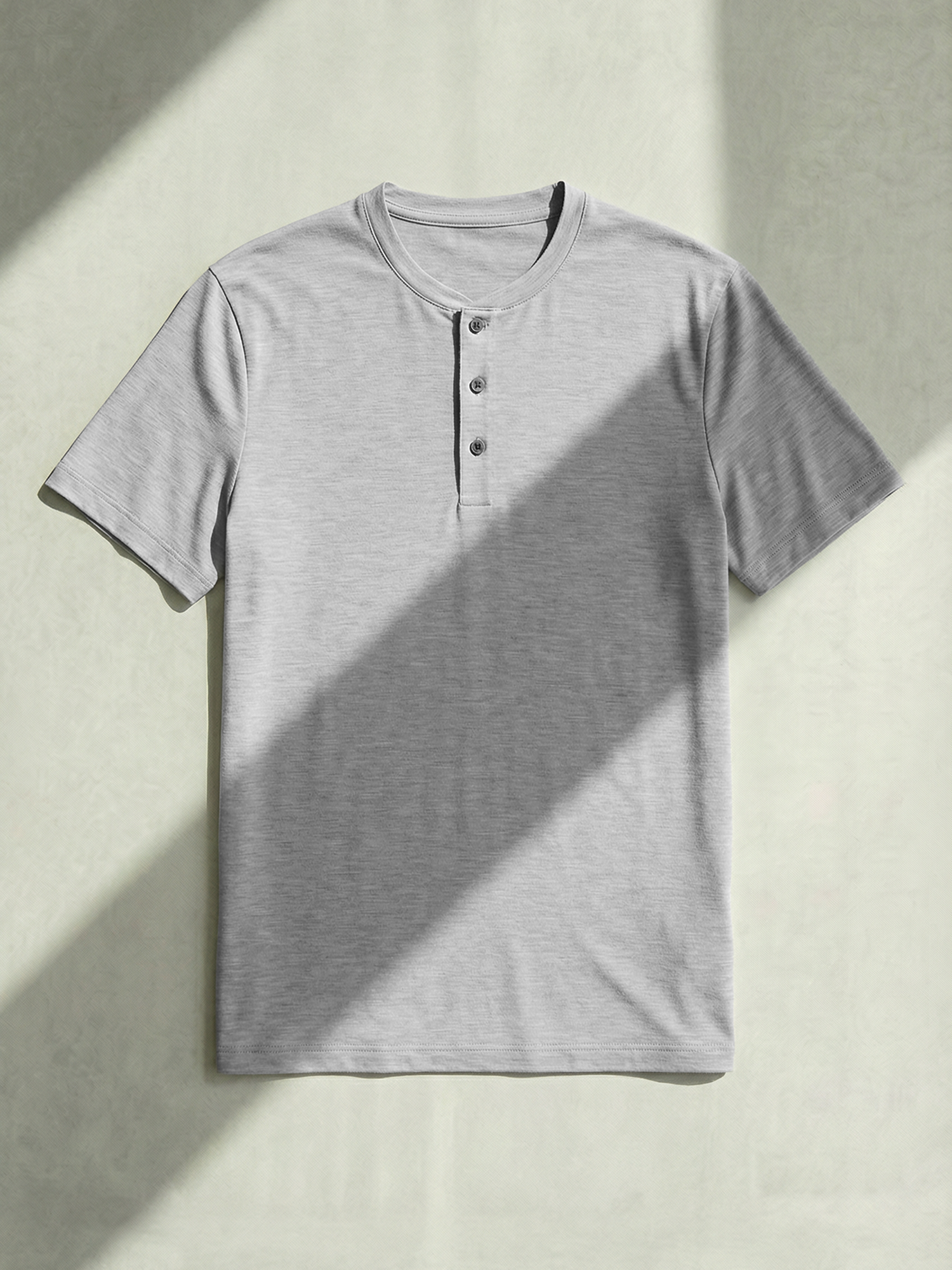 PERFORMANCE MERINO HENLEY Gris Clair 