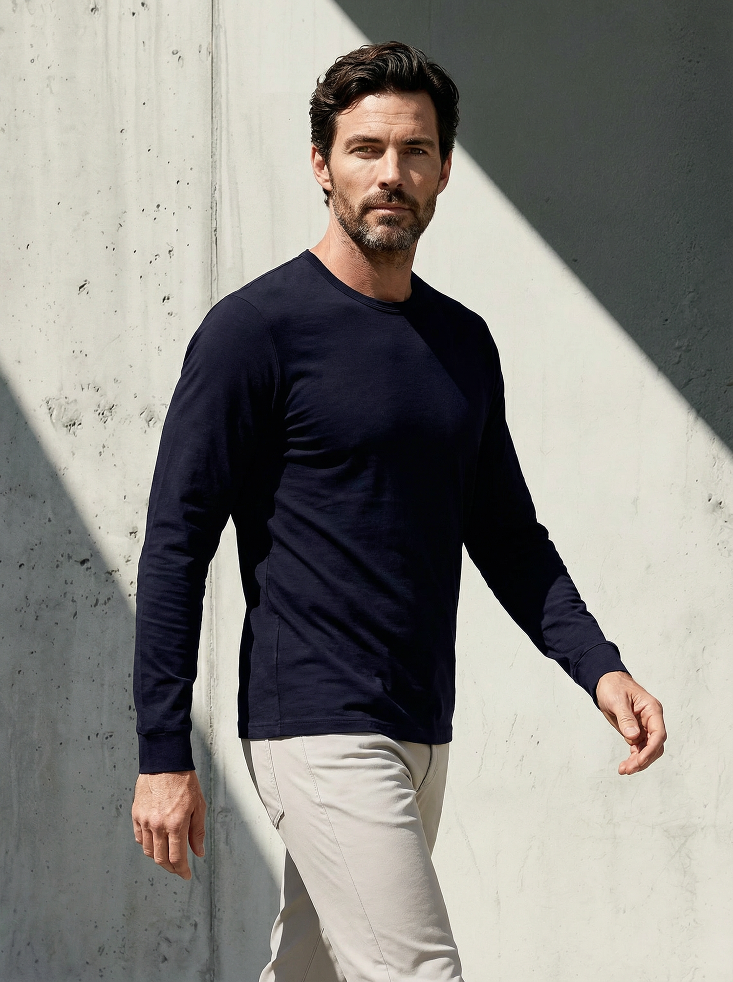 PURE MERINO LONG SLEEVES T-SHIRT Bleu chic  