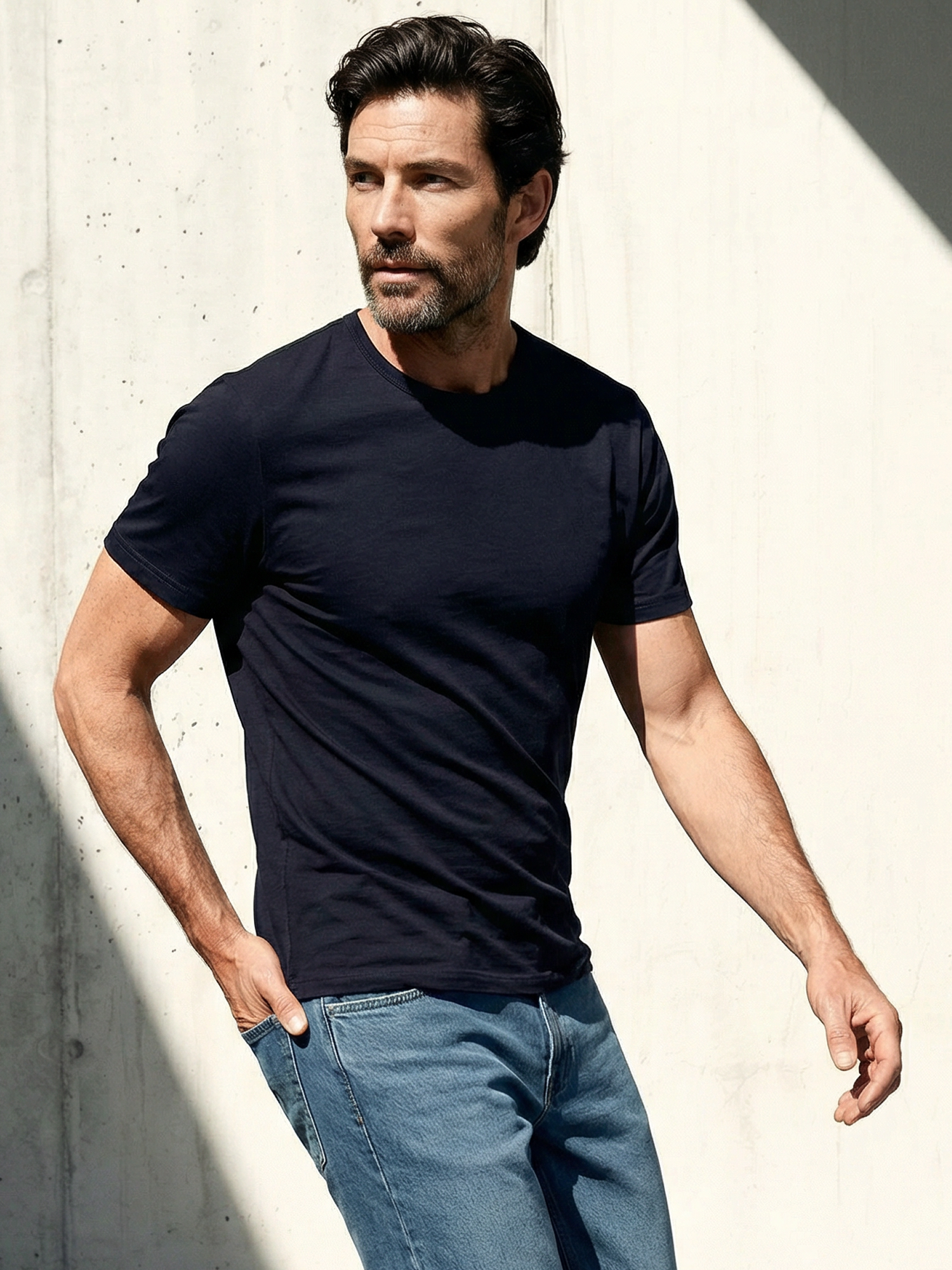 PURE MERINO T-SHIRT Bleu chic 