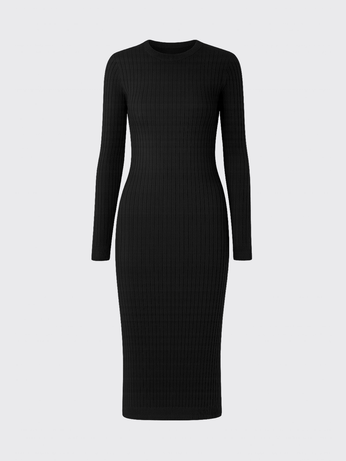 MERINO RIB DRESS Gris Anthracite 