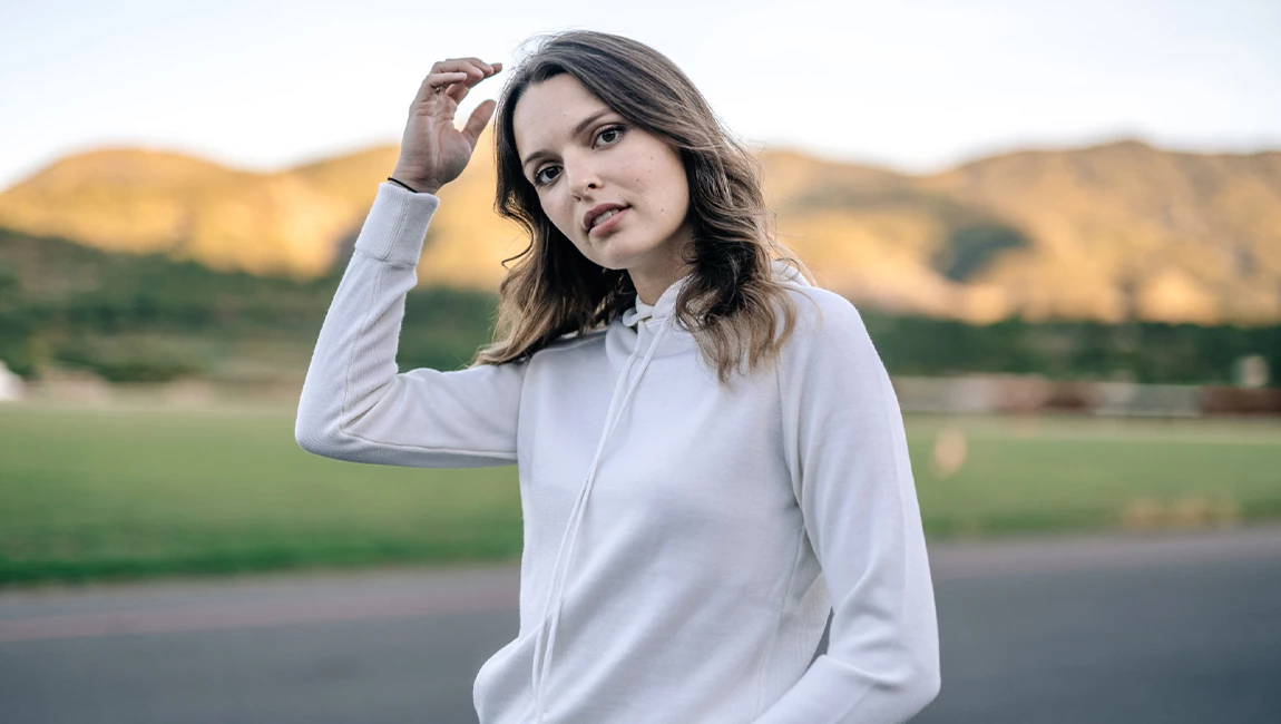WOMAN MERINO HOODIE Blanc 
