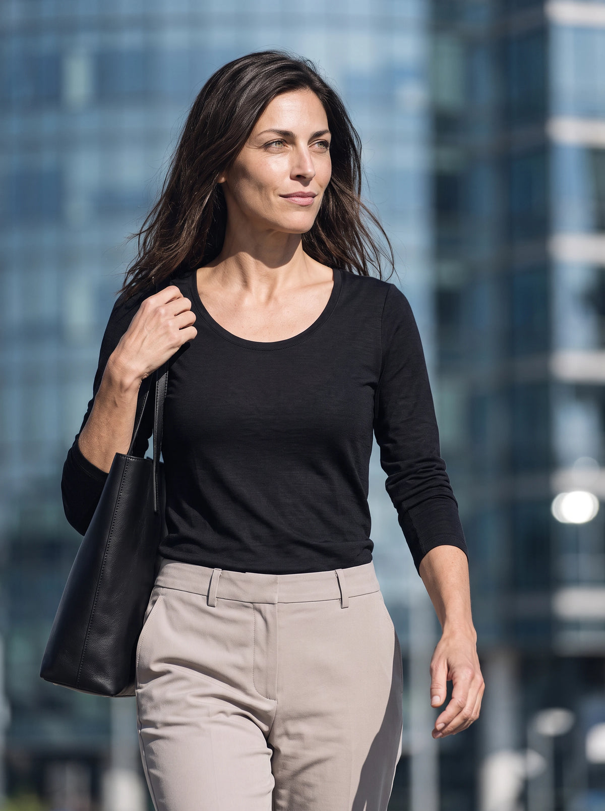 WOMAN CLOUD MERINO LONG SLEEVES T-SHIRT noir 