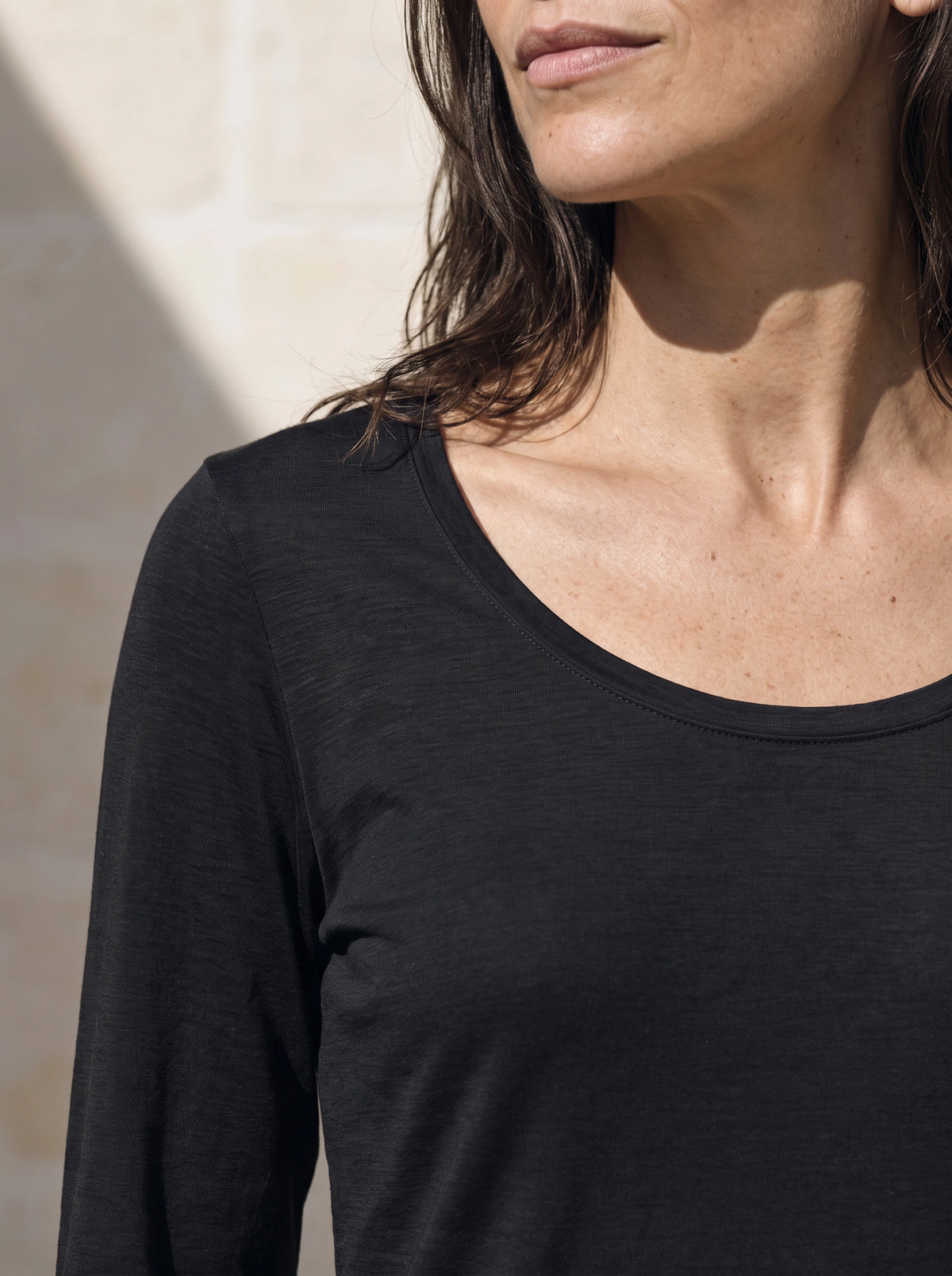 WOMAN CLOUD MERINO LONG SLEEVES T-SHIRT noir 