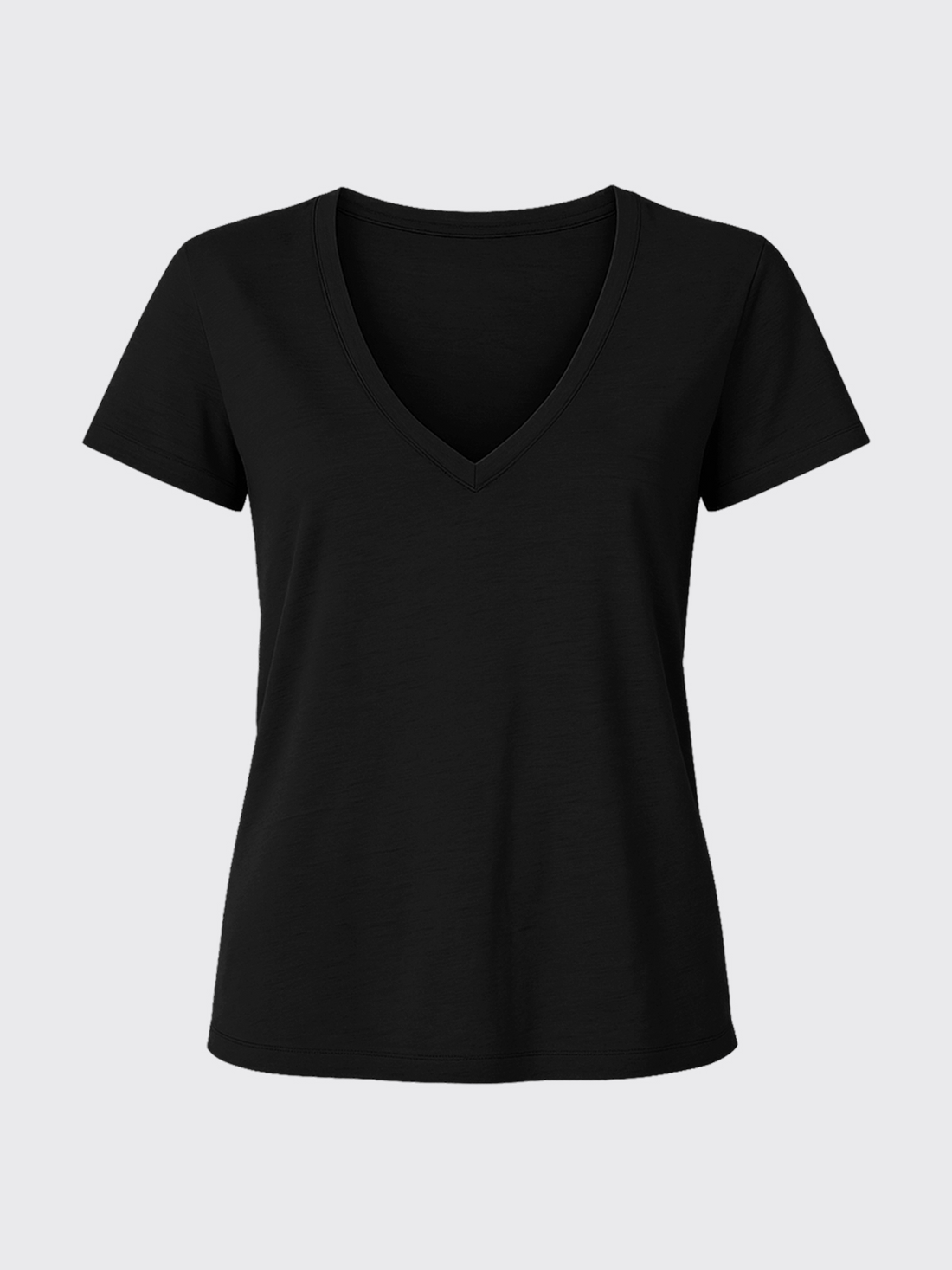 WOMAN MERINO V-NECK T-SHIRT Noir 