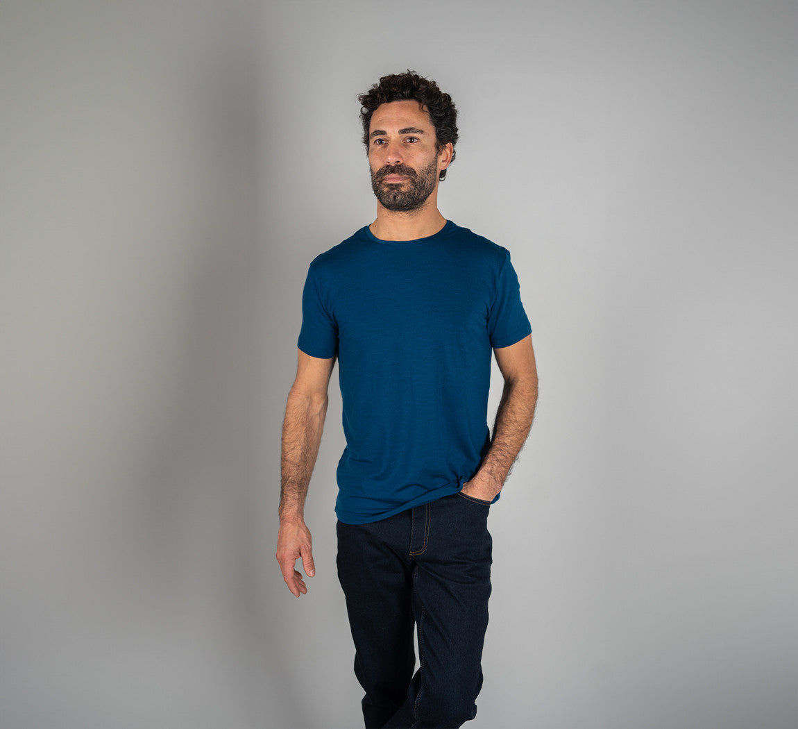 ACTION MERINO T-SHIRT Bleu Canard 