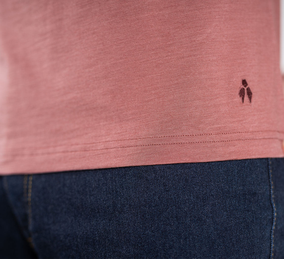 ACTION MERINO V-NECK TEE Rose 