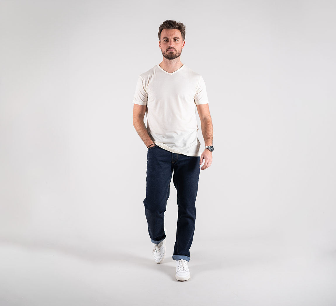 ACTION MERINO V-NECK TEE Ivoire 
