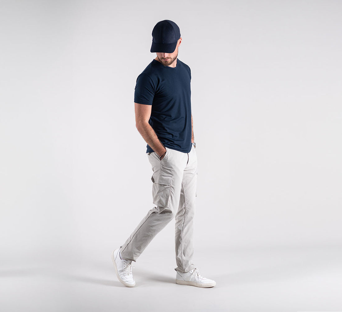 ACTION MERINO V-NECK TEE Bleu Chic 