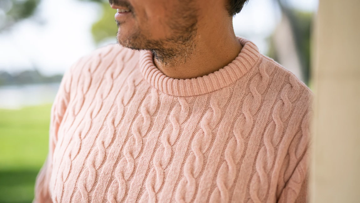 LAMBSWOOL CABLE PULLOVER Rose 