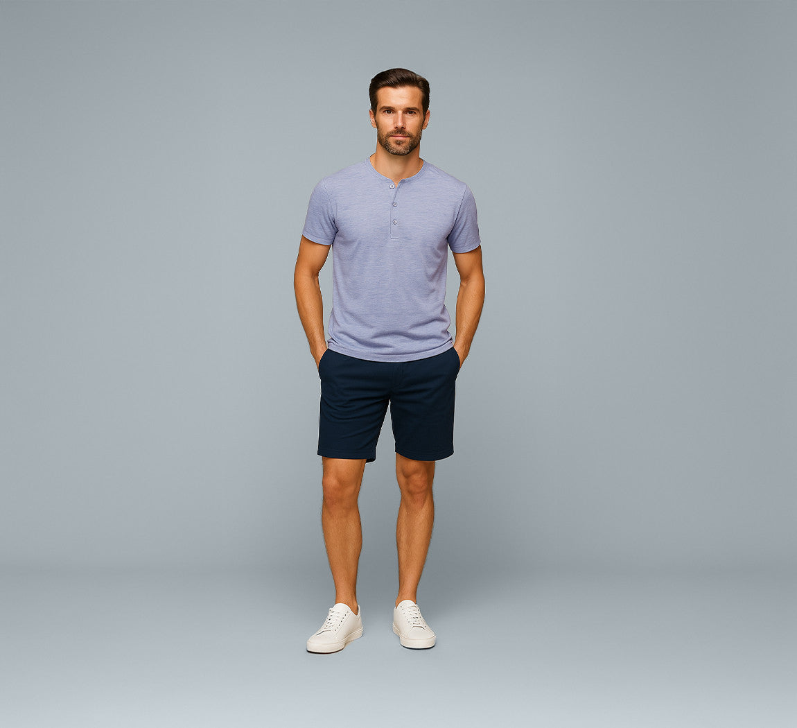DRY HEMP HENLEY Bleu Ciel 
