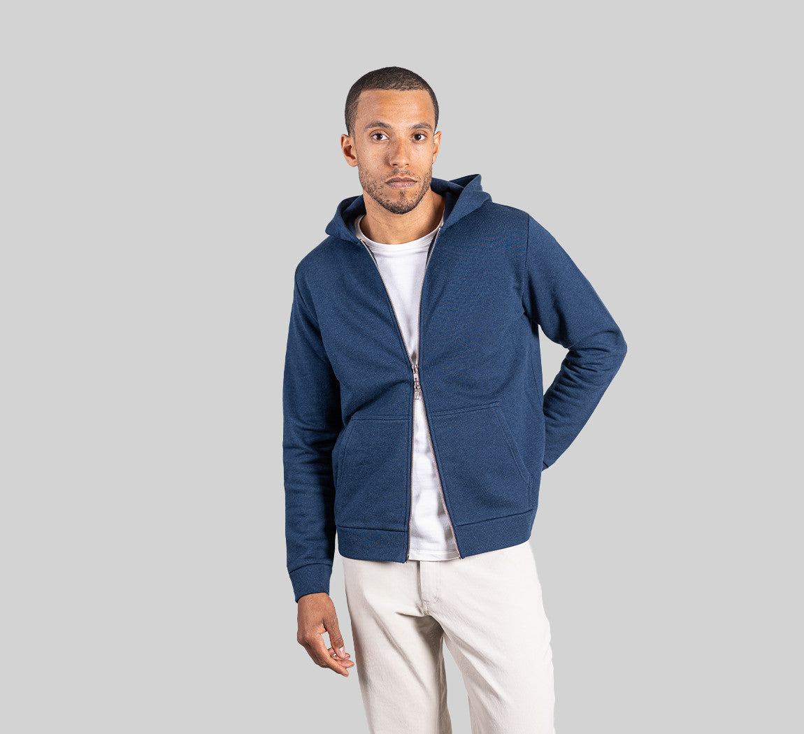 ESSENTIAL MERINO ZIP HOODIE Bleu Chic 
