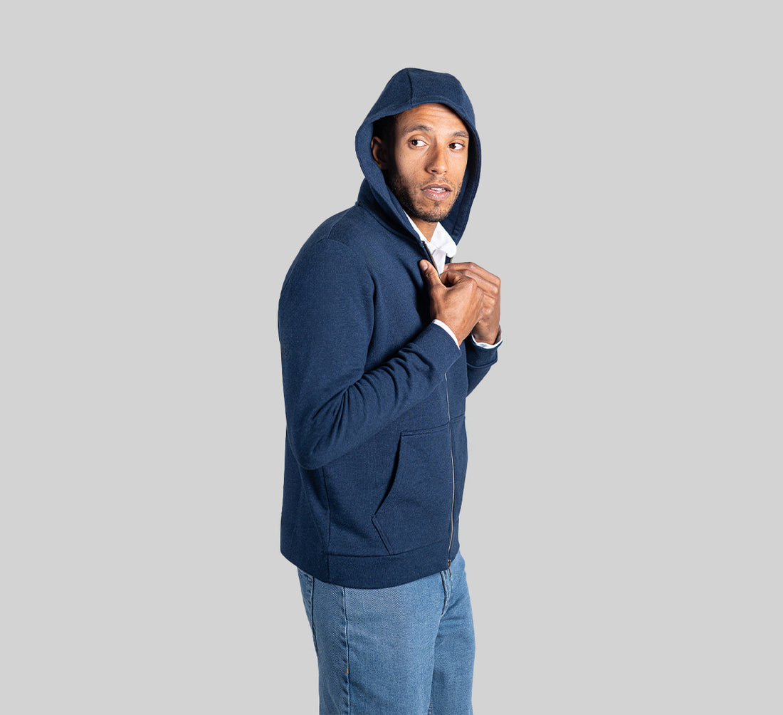ESSENTIAL MERINO ZIP HOODIE Bleu Chic 