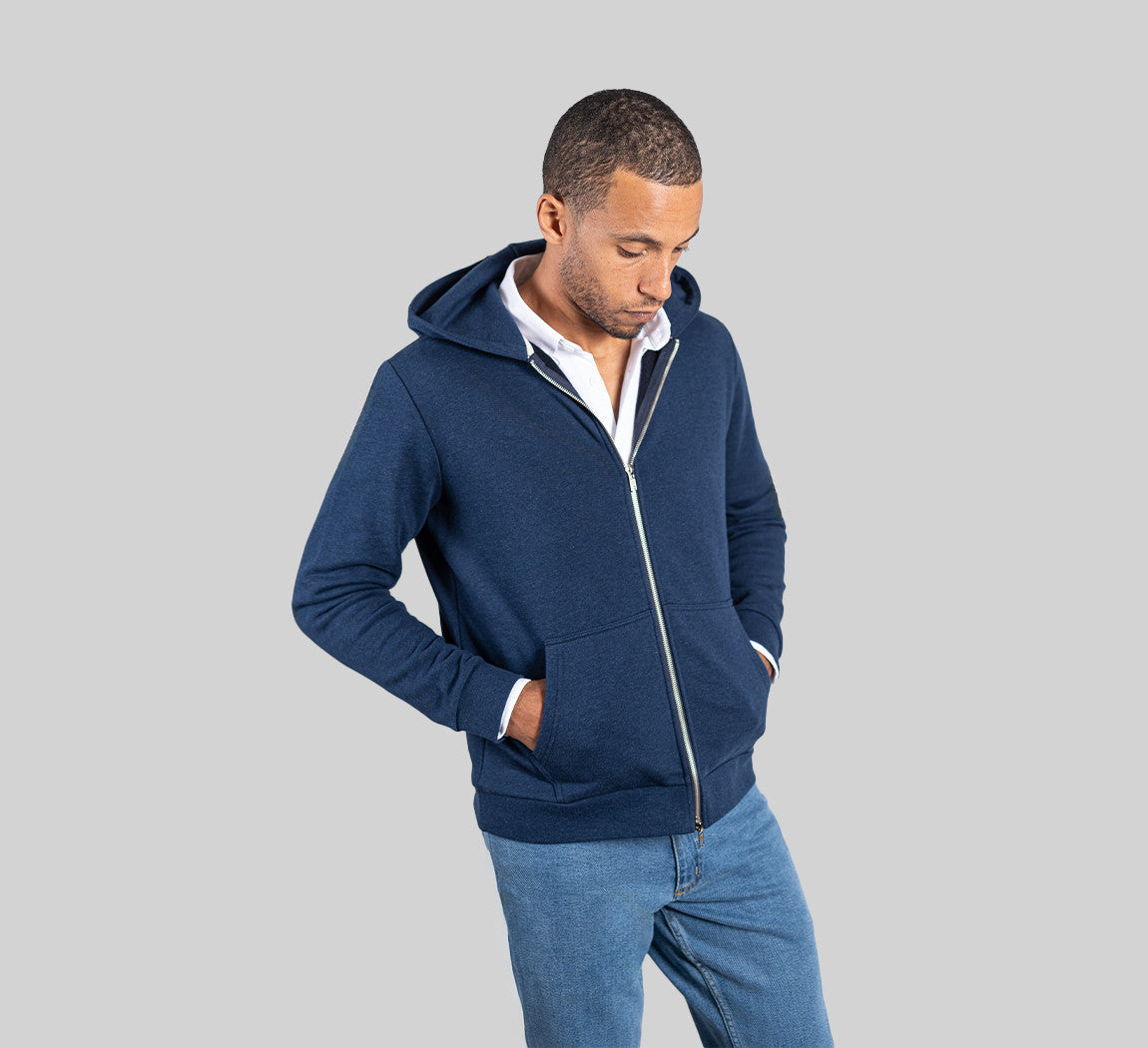 ESSENTIAL MERINO ZIP HOODIE Bleu Chic 