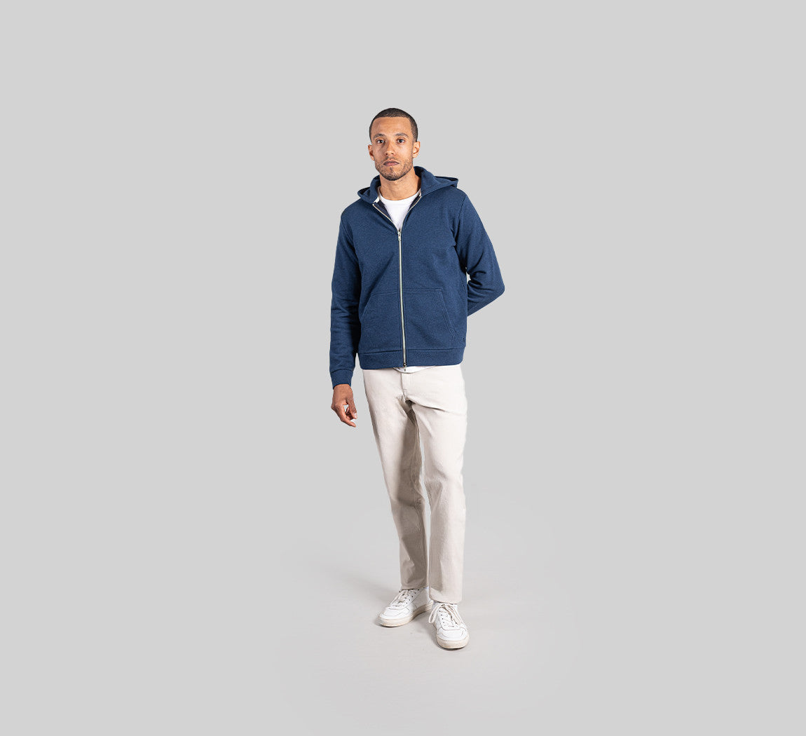 ESSENTIAL MERINO ZIP HOODIE Bleu Chic 