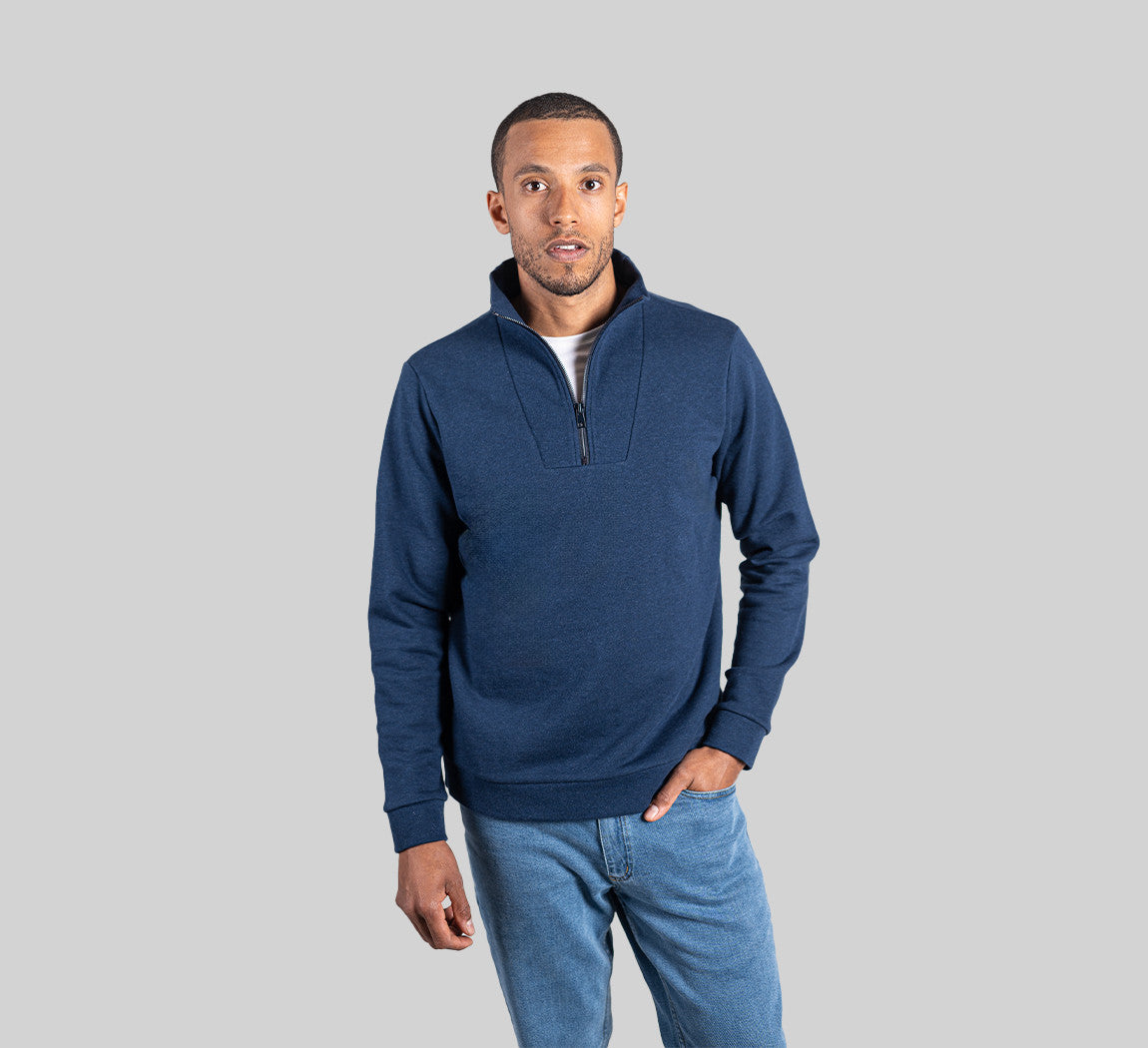 ESSENTIAL MERINO ZIP SWEATER Bleu Chic 