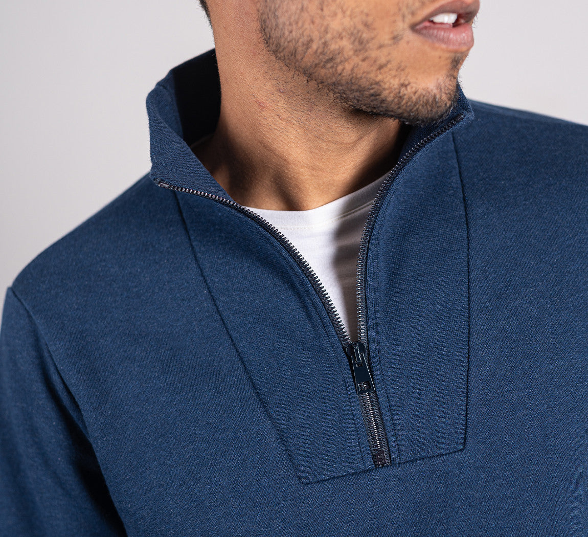 ESSENTIAL MERINO ZIP SWEATER Bleu Chic 