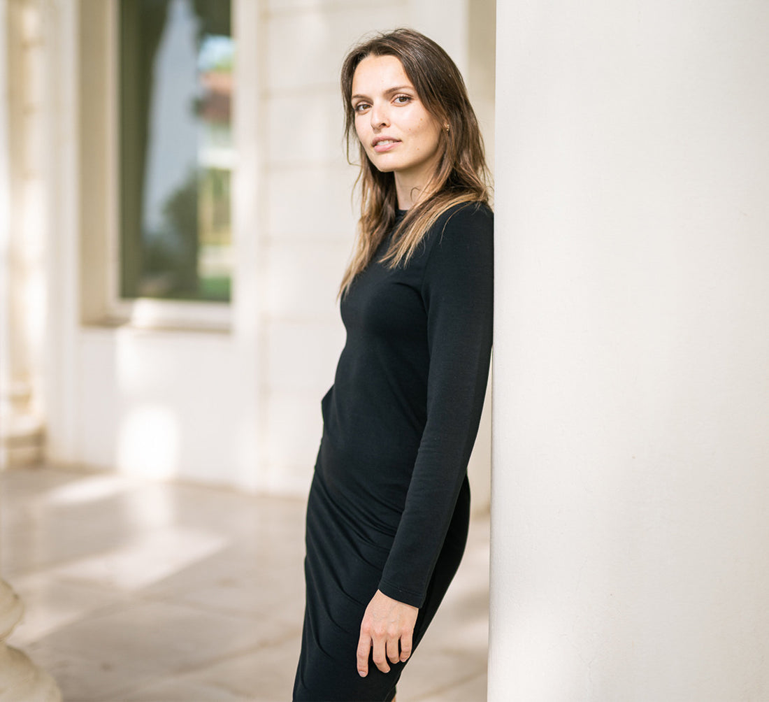 EVOLUTION MERINO LONG SLEEVES DRESS Noir 