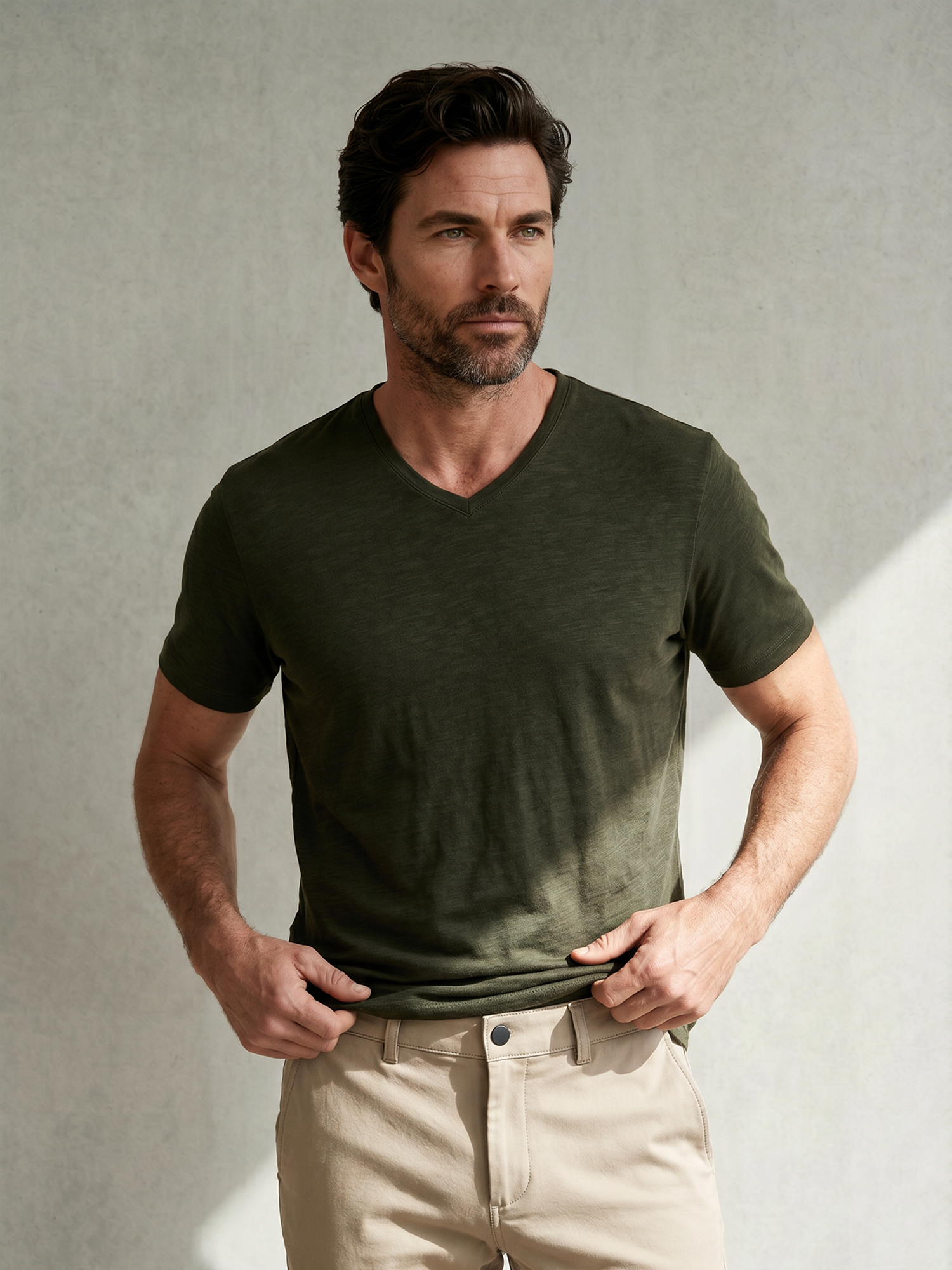 PERFORMANCE MERINO V-NECK Kaki 