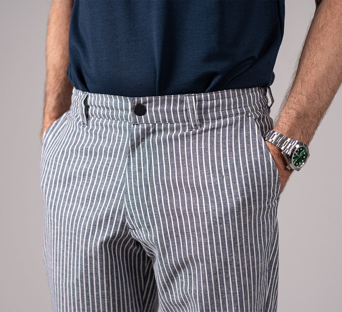 HEMP PANTS Dark Stripes 