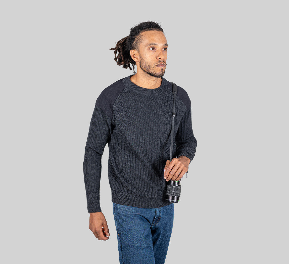 HYBRID MERINO PULLOVER Gris Anthracite 