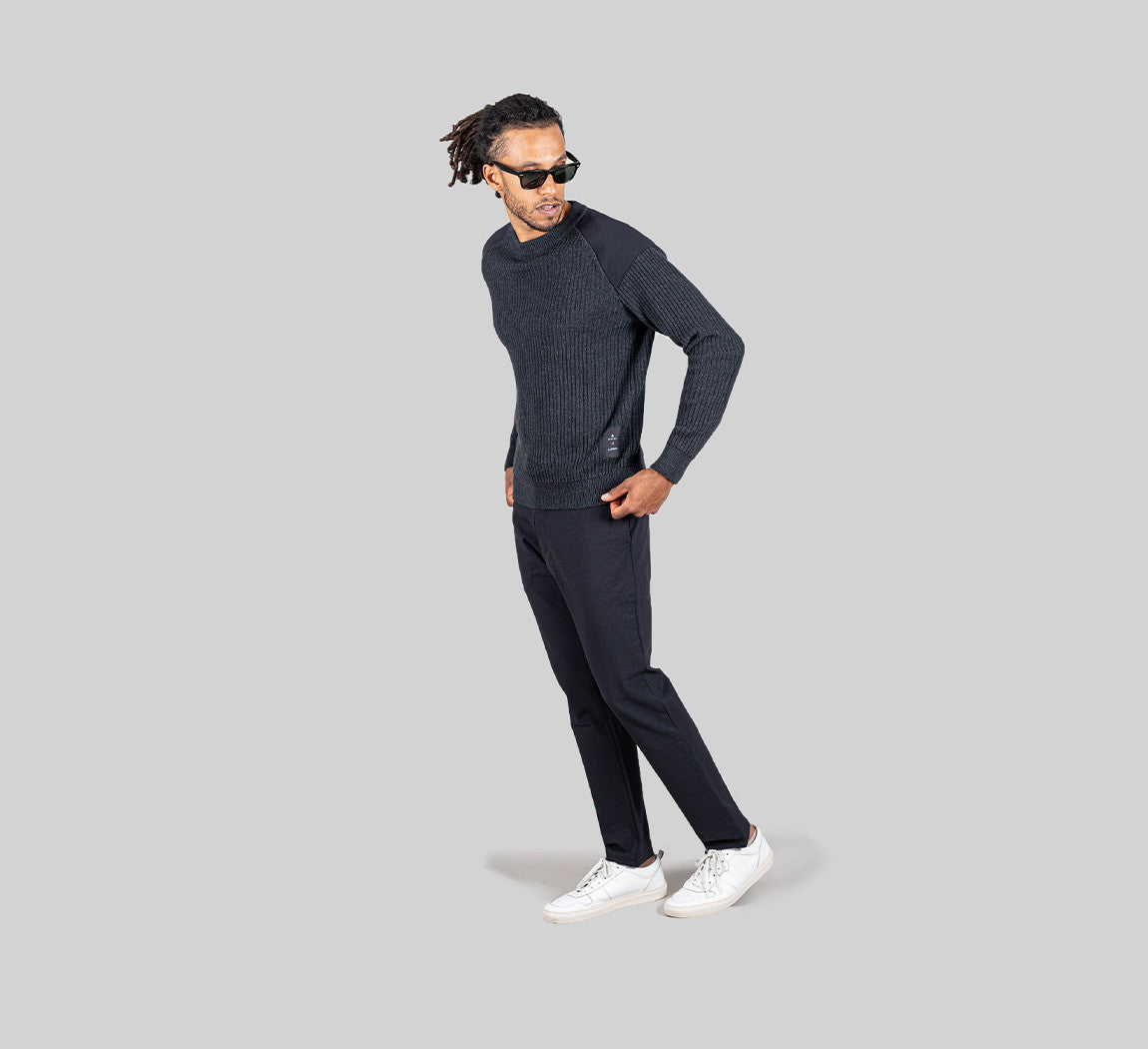 HYBRID MERINO PULLOVER Gris Anthracite 