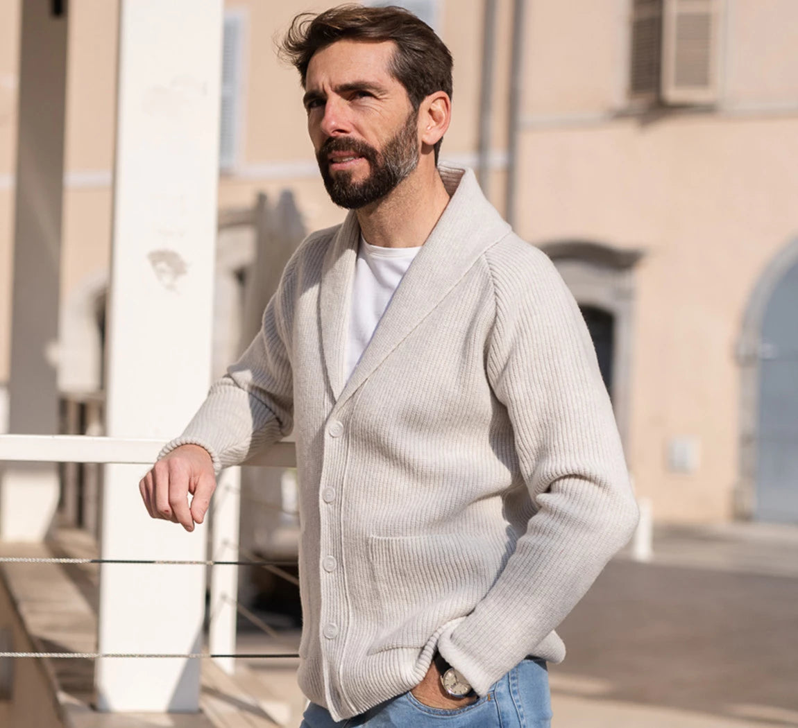 LAMBSWOOL CARDIGAN Gris Clair 