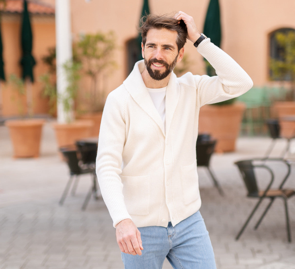 LAMBSWOOL CARDIGAN Blanc 