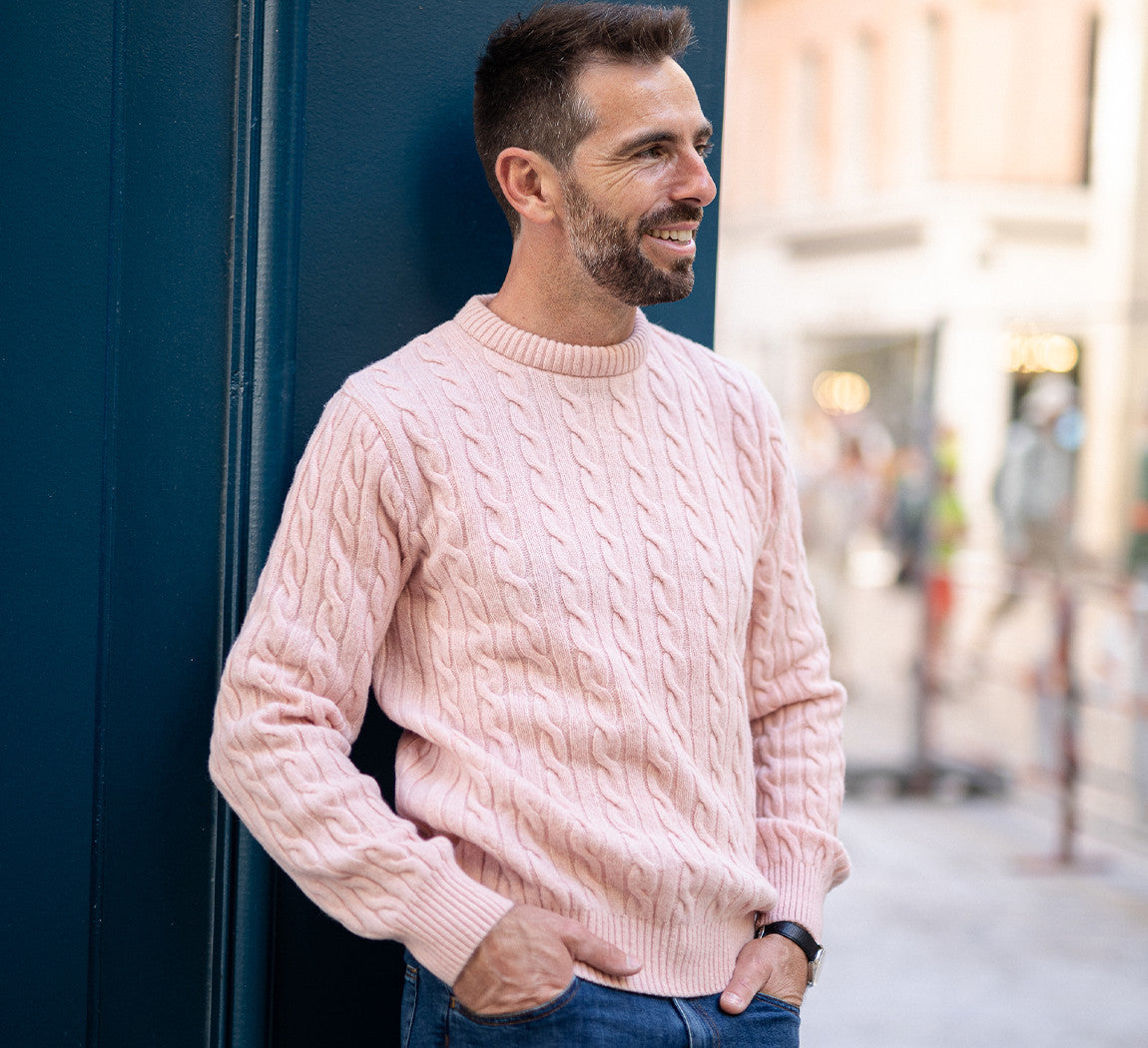 LAMBSWOOL CABLE PULLOVER Rose 