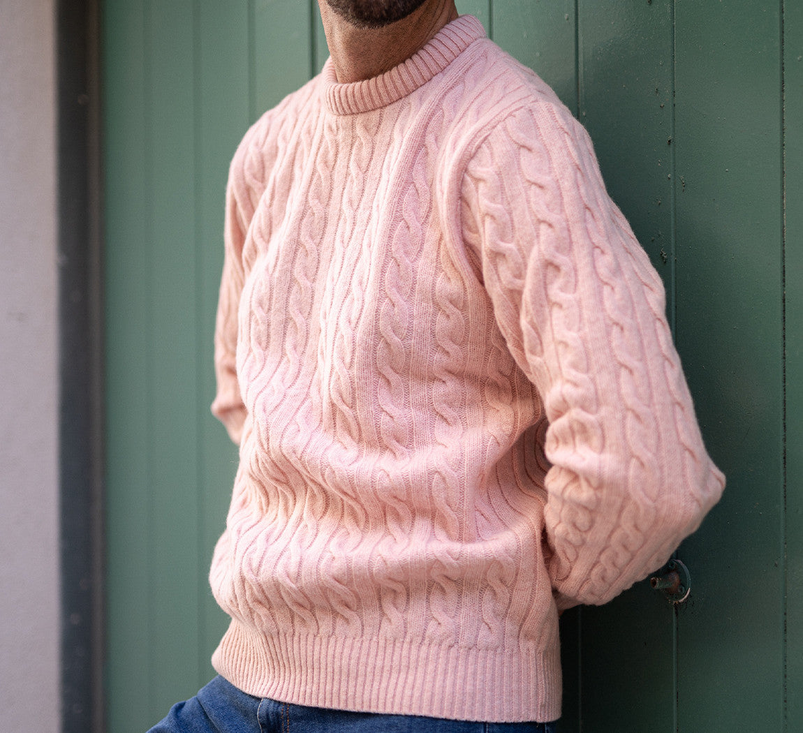 LAMBSWOOL CABLE PULLOVER Rose 