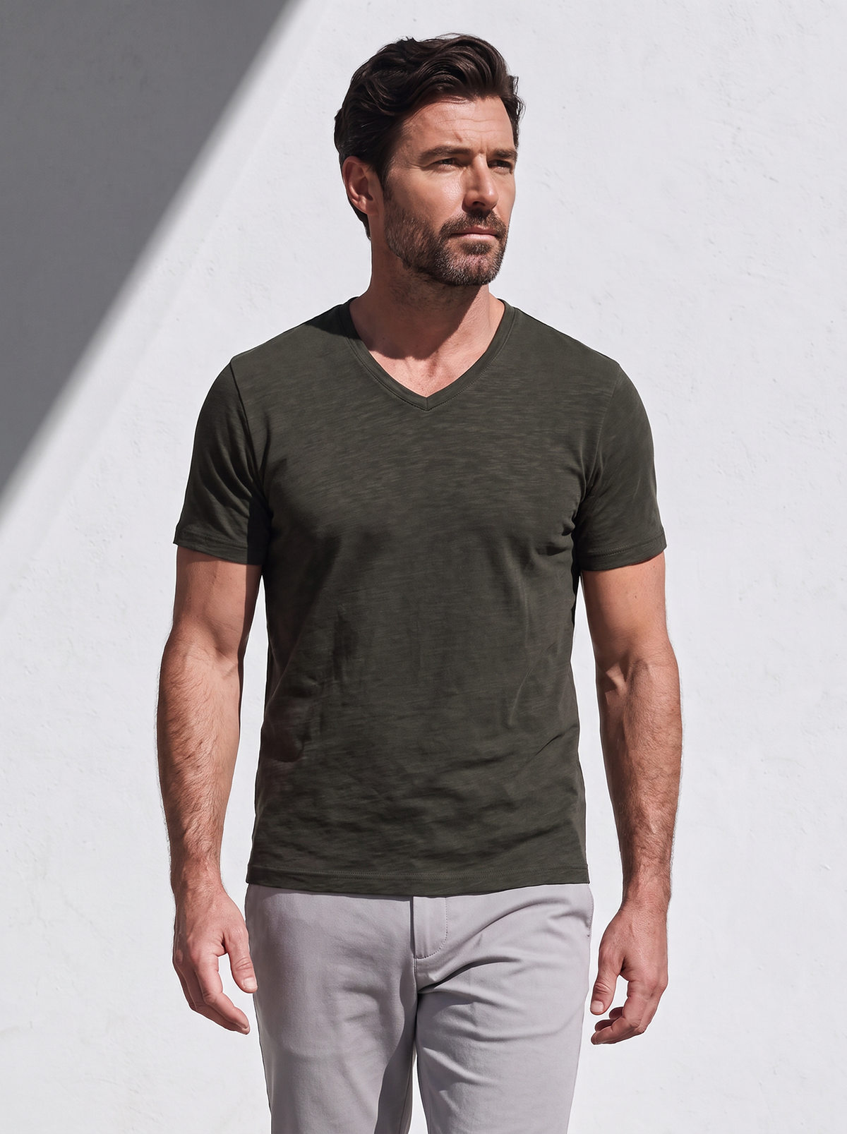 PERFORMANCE MERINO V-NECK kaki 