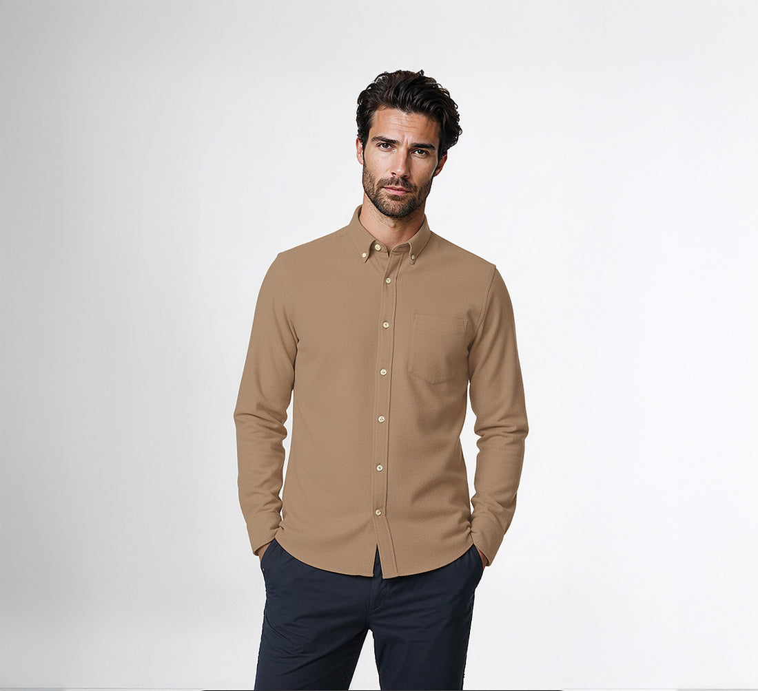 MERINO FLANNEL SHIRT Camel 