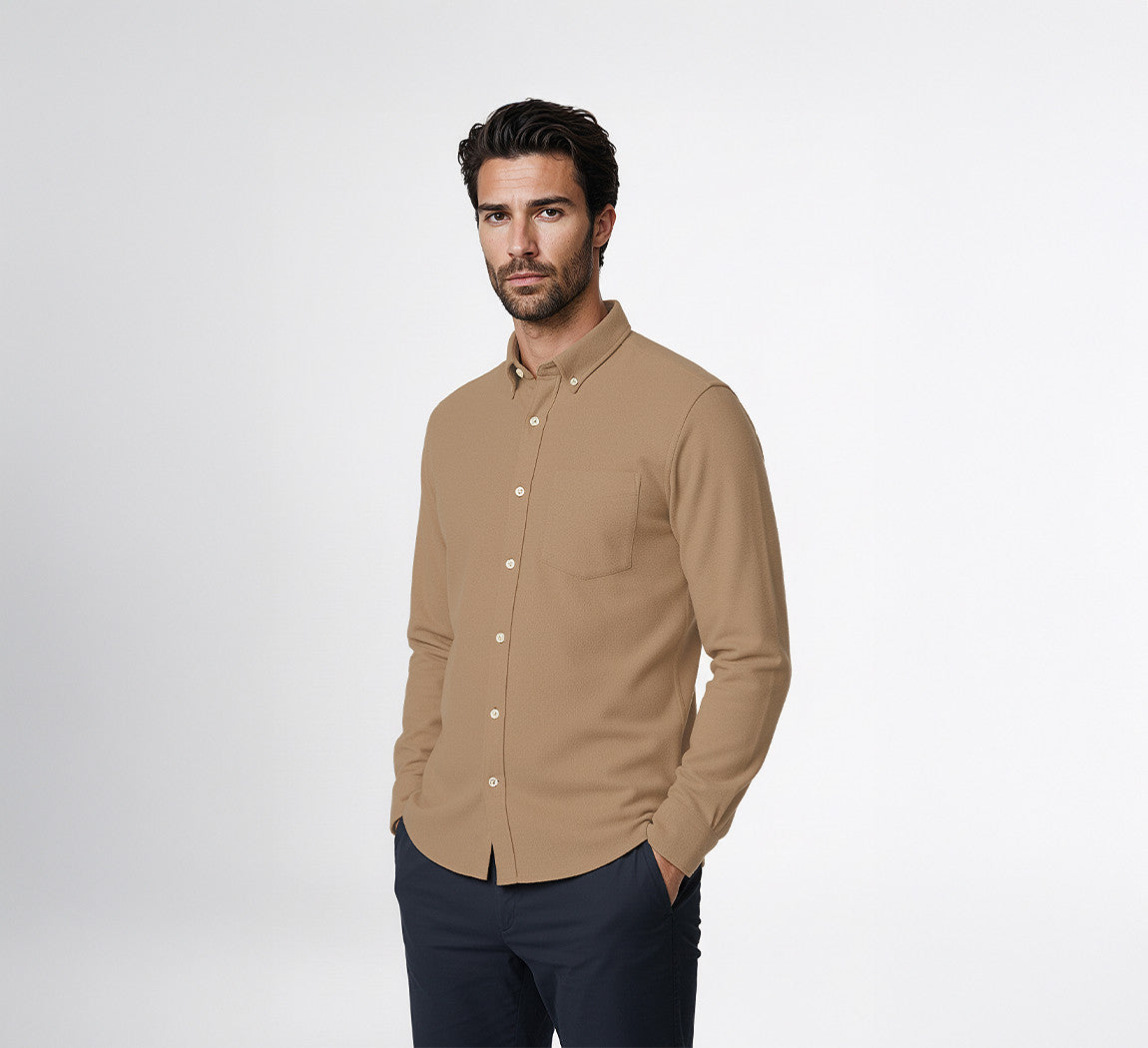 MERINO FLANNEL SHIRT Camel 