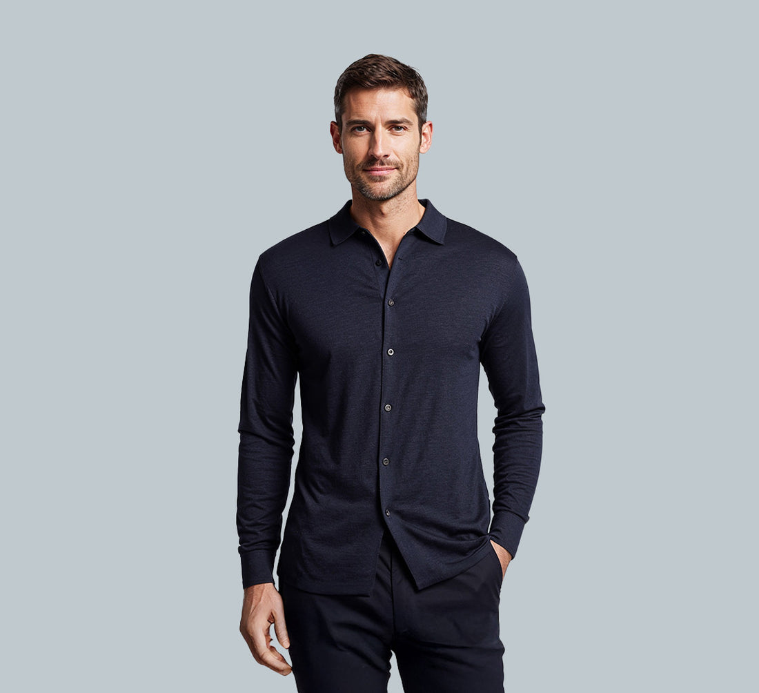 MERINO JERSEY SHIRT Bleu Chic 