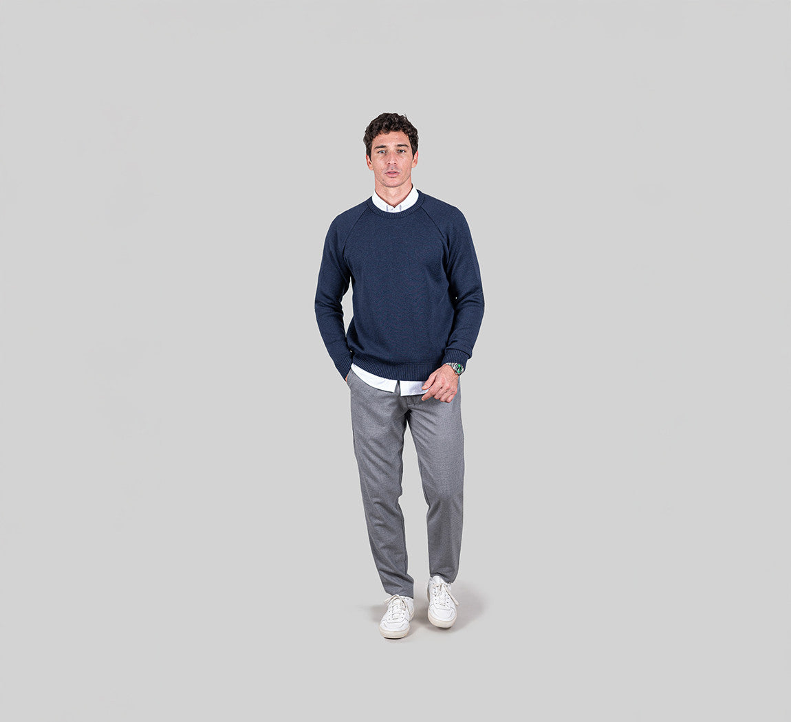 MERINO RAGLAN PULLOVER Bleu Chic 