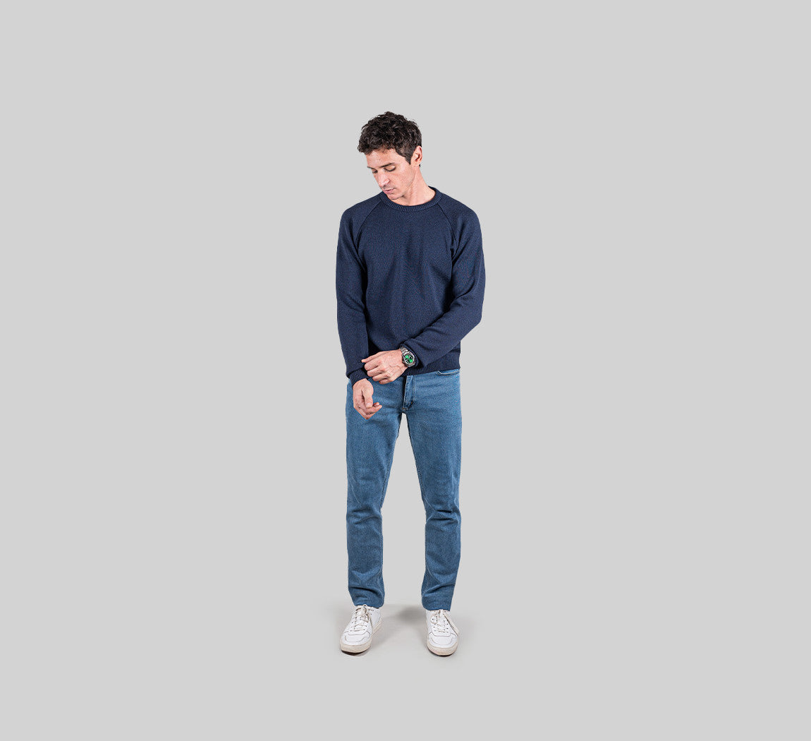 MERINO RAGLAN PULLOVER Bleu Chic 