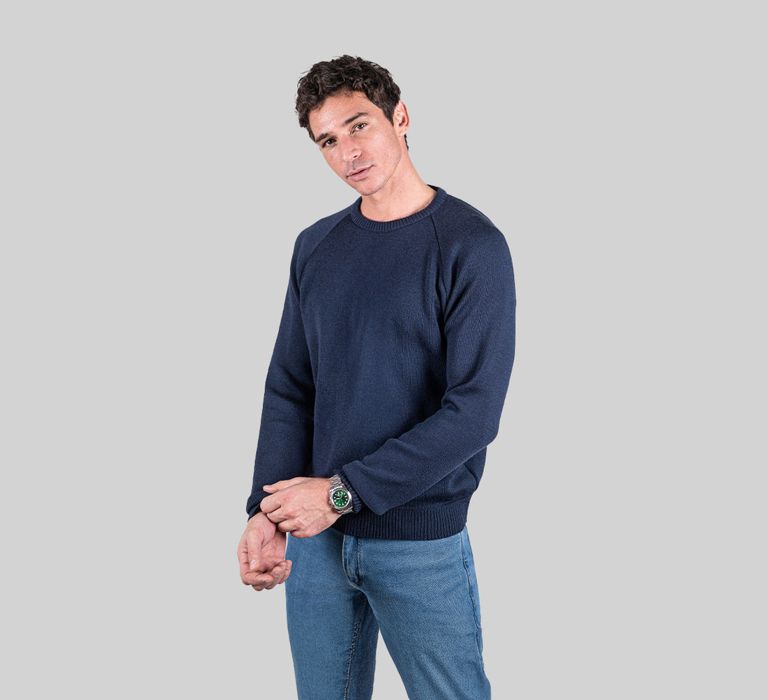 MERINO RAGLAN PULLOVER Bleu Chic 