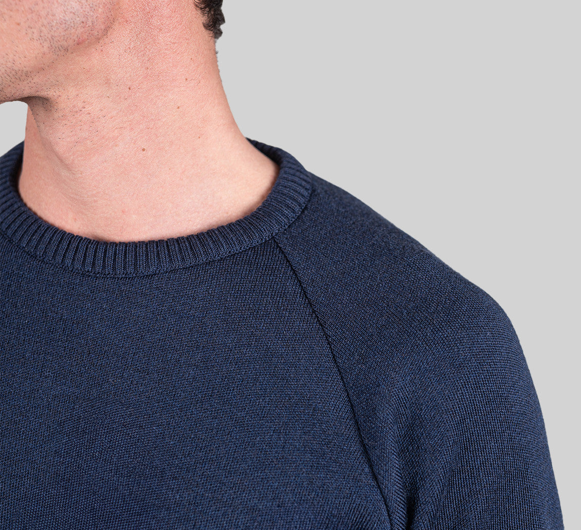 MERINO RAGLAN PULLOVER Bleu Chic 
