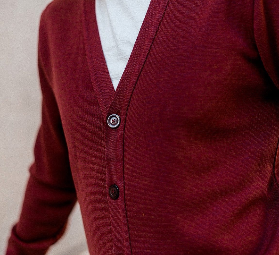MERINO TENCEL CARDIGAN Bordeaux 