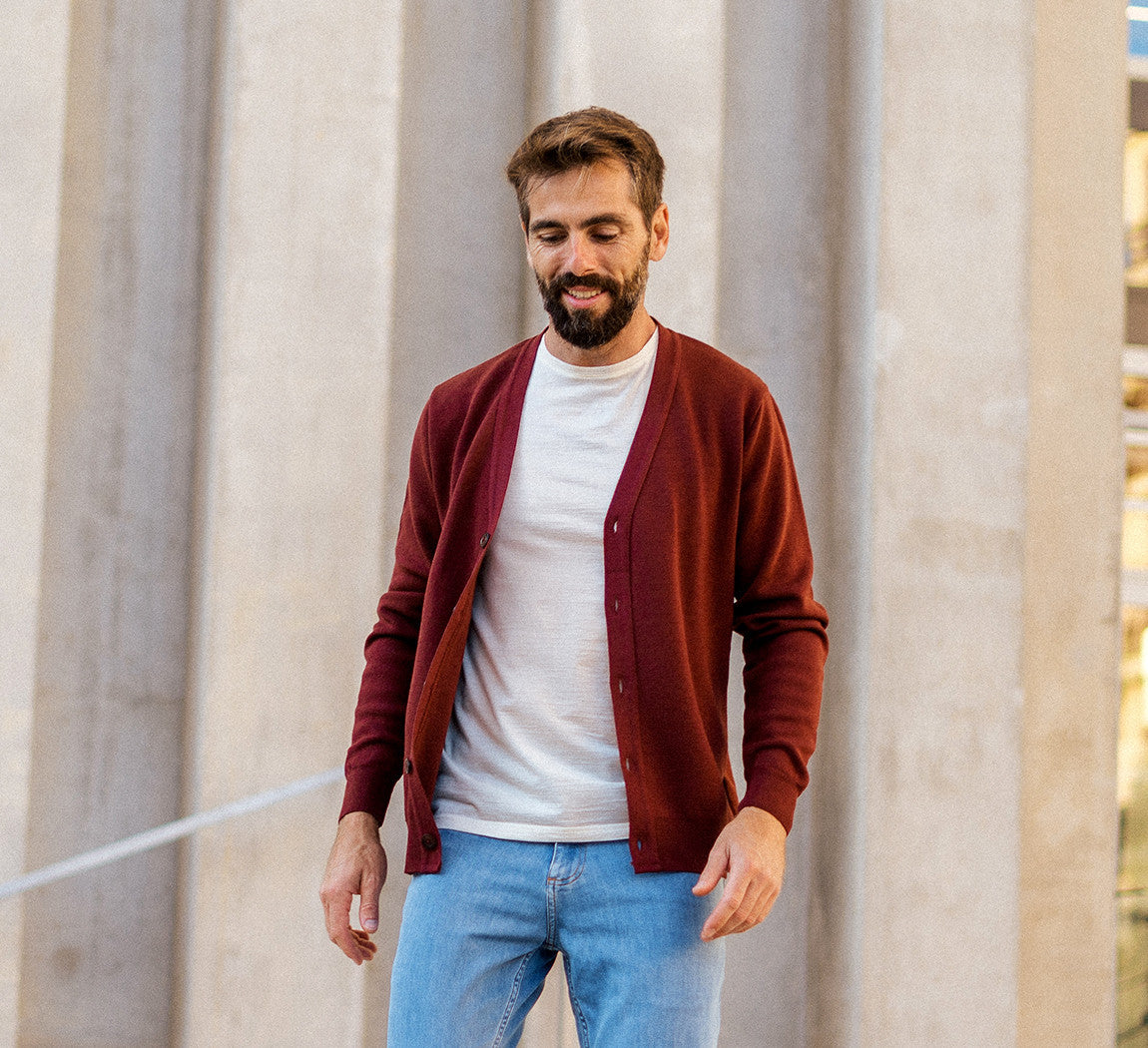 MERINO TENCEL CARDIGAN Bordeaux 