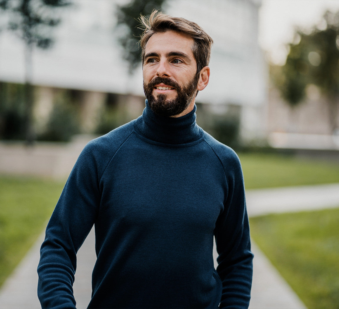 MERINO TENCEL TURTLENECK Bleu Chic 