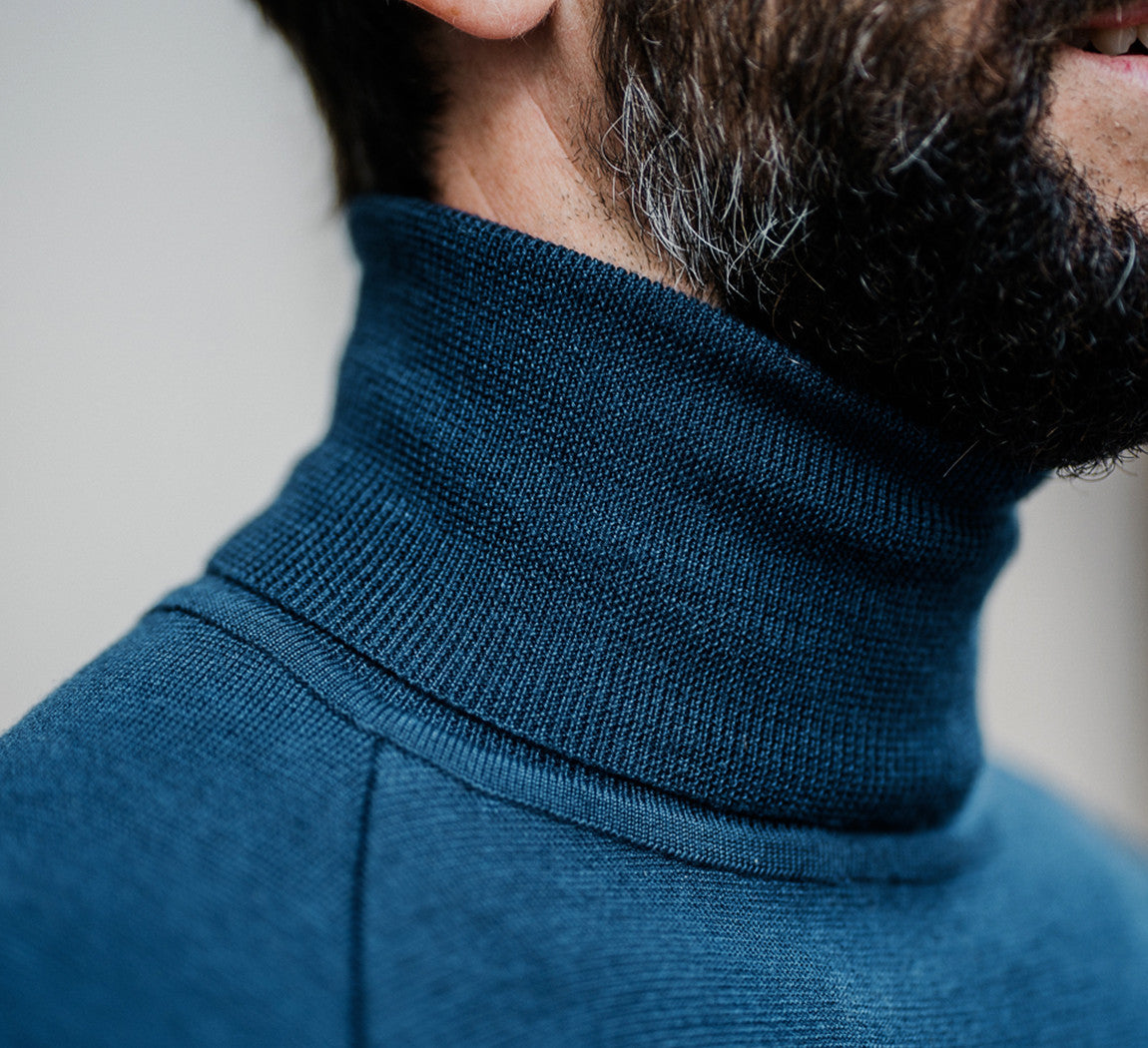 MERINO TENCEL TURTLENECK Bleu Chic 