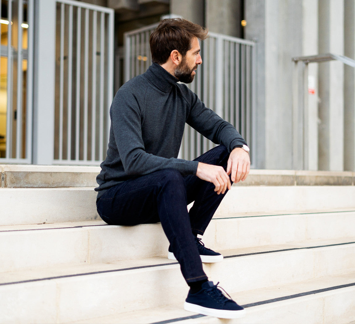 MERINO TENCEL TURTLENECK Gris Anthracite 