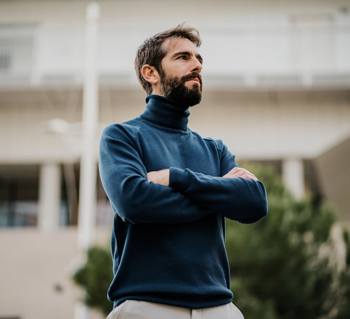 MERINO TENCEL TURTLENECK Bleu Chic 