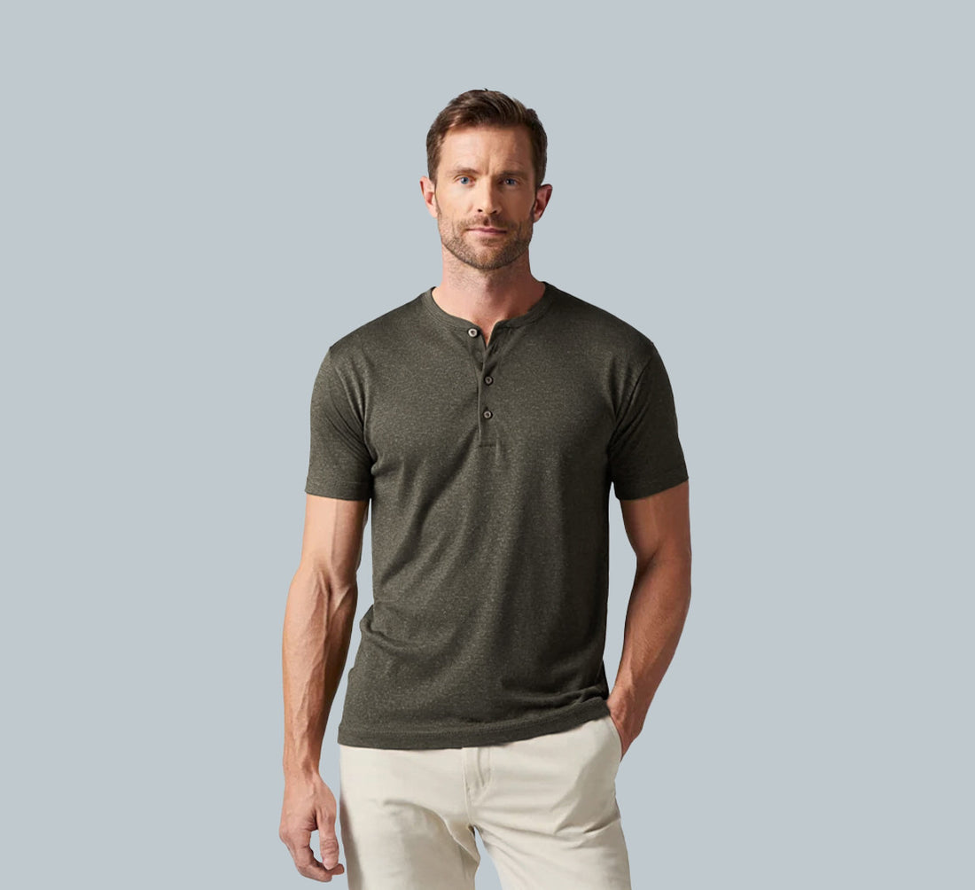 PERFORMANCE MERINO HENLEY Kaki 